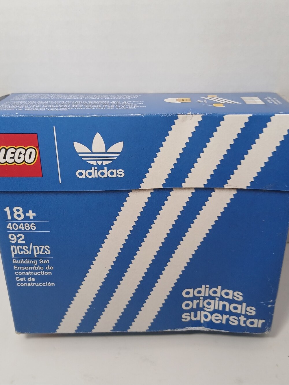 Lego Adidas Blue & White Box Collaboration Set New Sealed Box Has Little Damage
